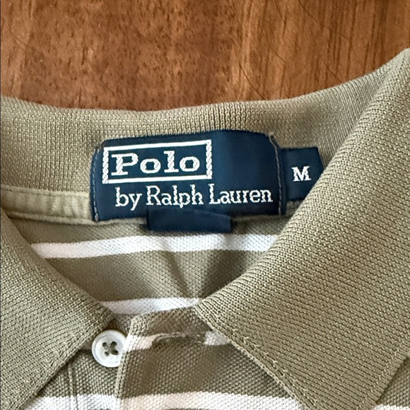 Ralph Lauren Olive and White Striped Polo Shirt - Picture 2 of 3
